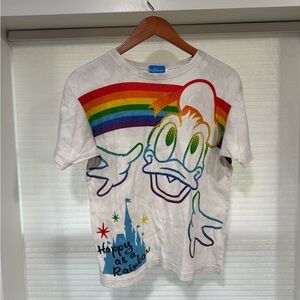 Tokyo Disney  White Rainbow Donald Duck T-Shirt